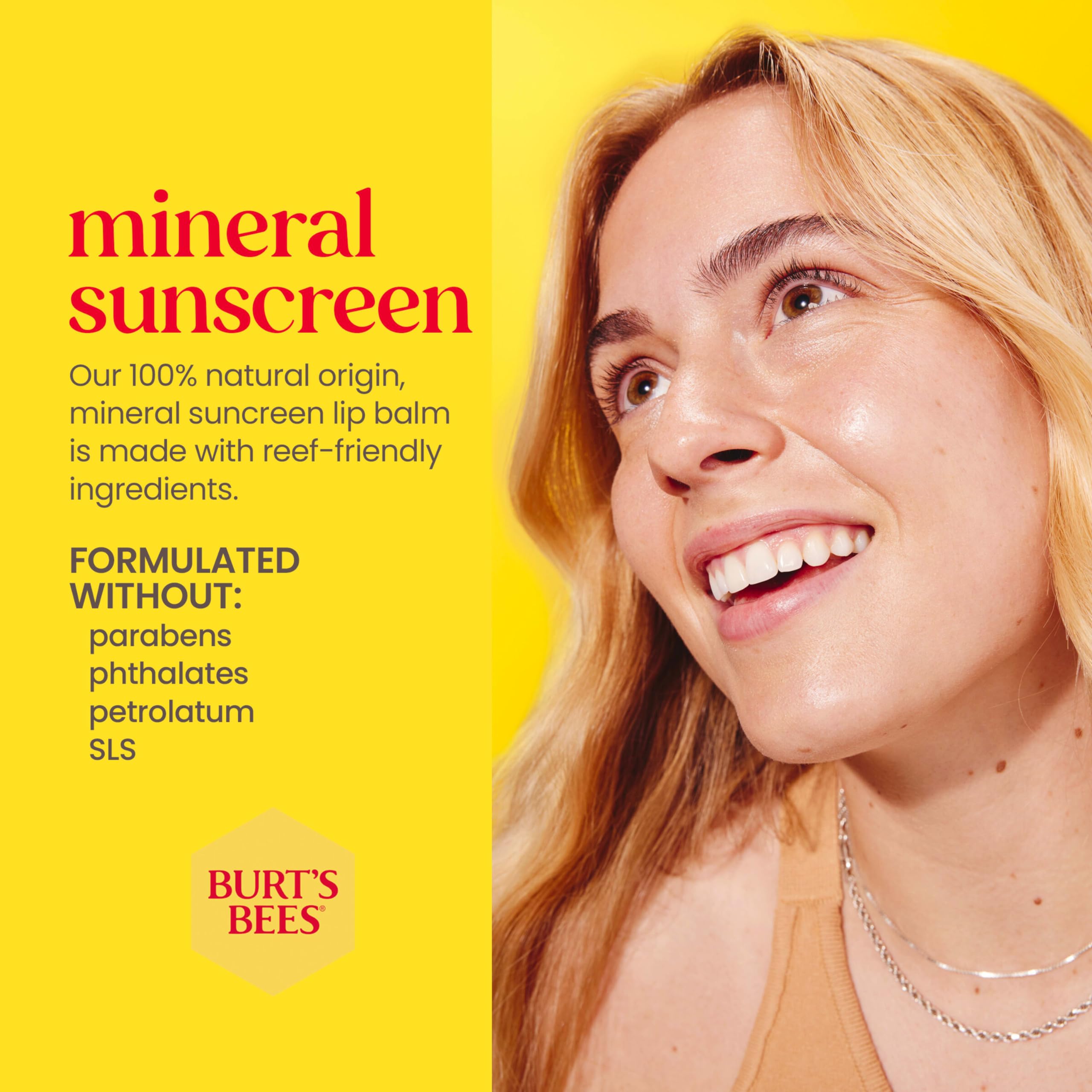 Burt's Bees Tropic Like It’s Hot lip balm tube with mineral sunscreen protection