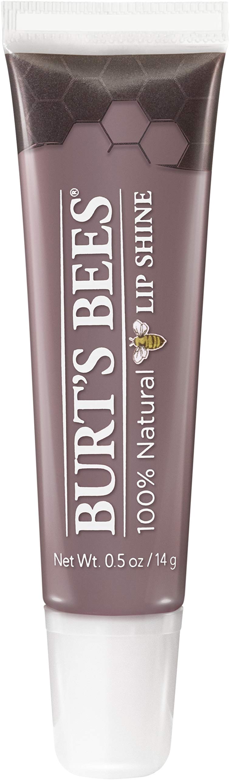 Burt's Bees Spontaneity lip shine tube shows sheer plum gloss for natural color
