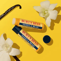 Burt's Bees Vanilla Bean Lip Balm twist-cap demonstrates convenient on-the-go lip care.