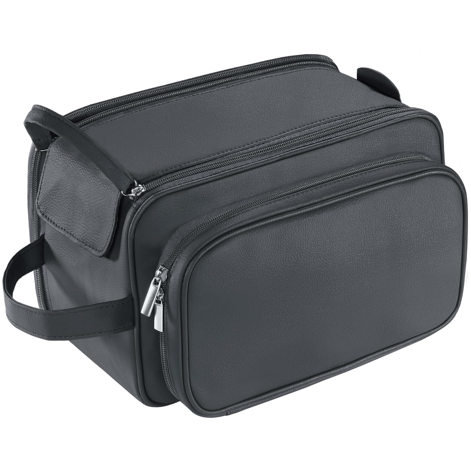 Buruis extra-large toiletry bag in black with roomy interior for organized travel.