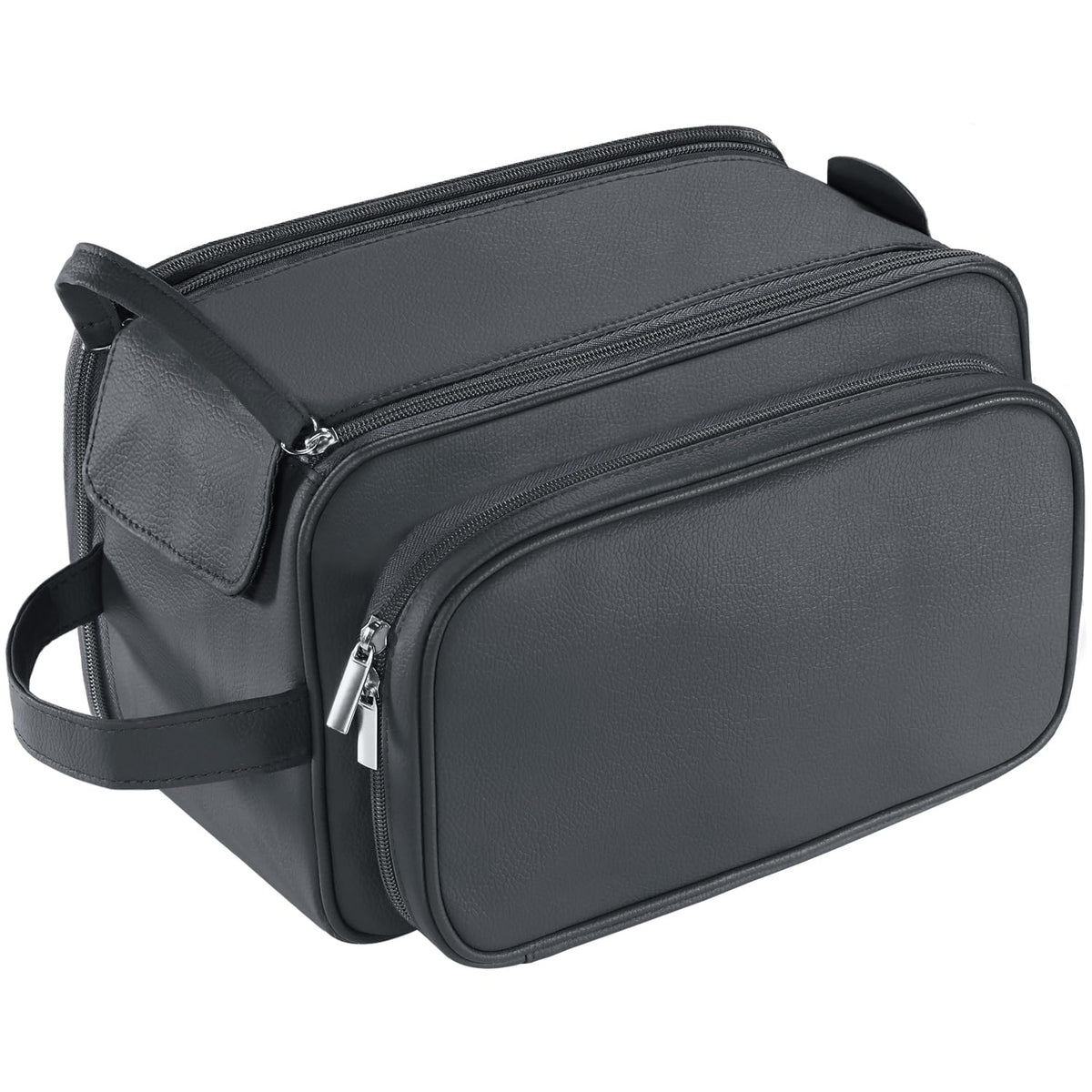 Buruis extra-large toiletry bag in black with roomy interior for organized travel.