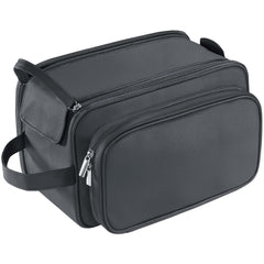 Buruis extra-large toiletry bag in black with roomy interior for organized travel.