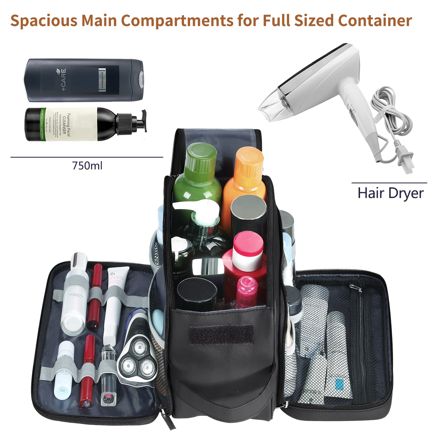 Buruis leather handle travel bag provides easy gripping and portability.