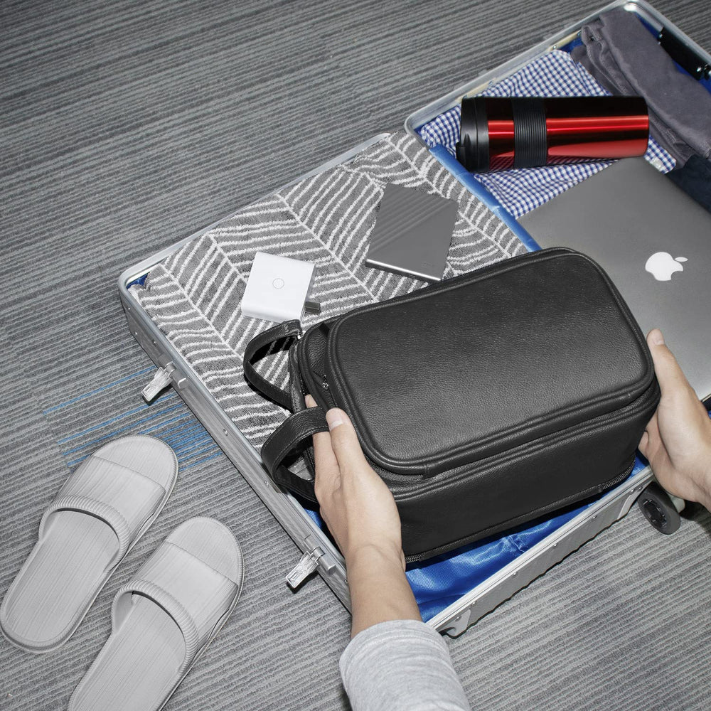 Buruis toiletry bag wide-opening design for quick access to essentials on the go.