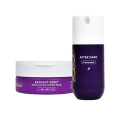 Bushbalm After Dark bottle close-up for nighttime brightening and rejuvenation.