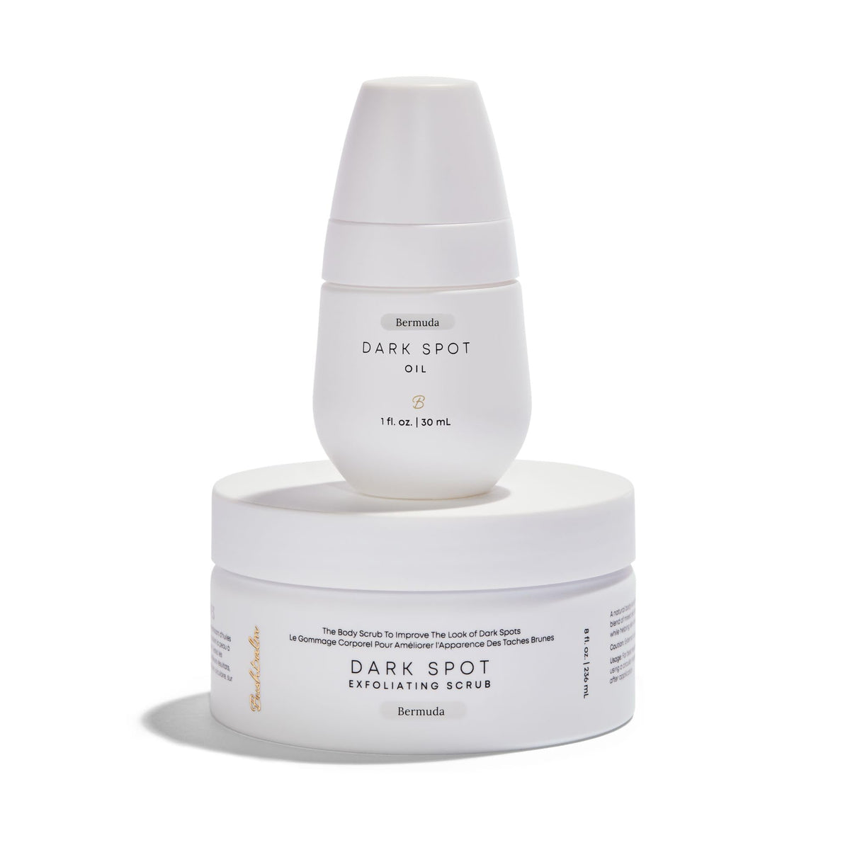 Bushbalm Bermuda dark spot oil bottle—brightens and softens skin.