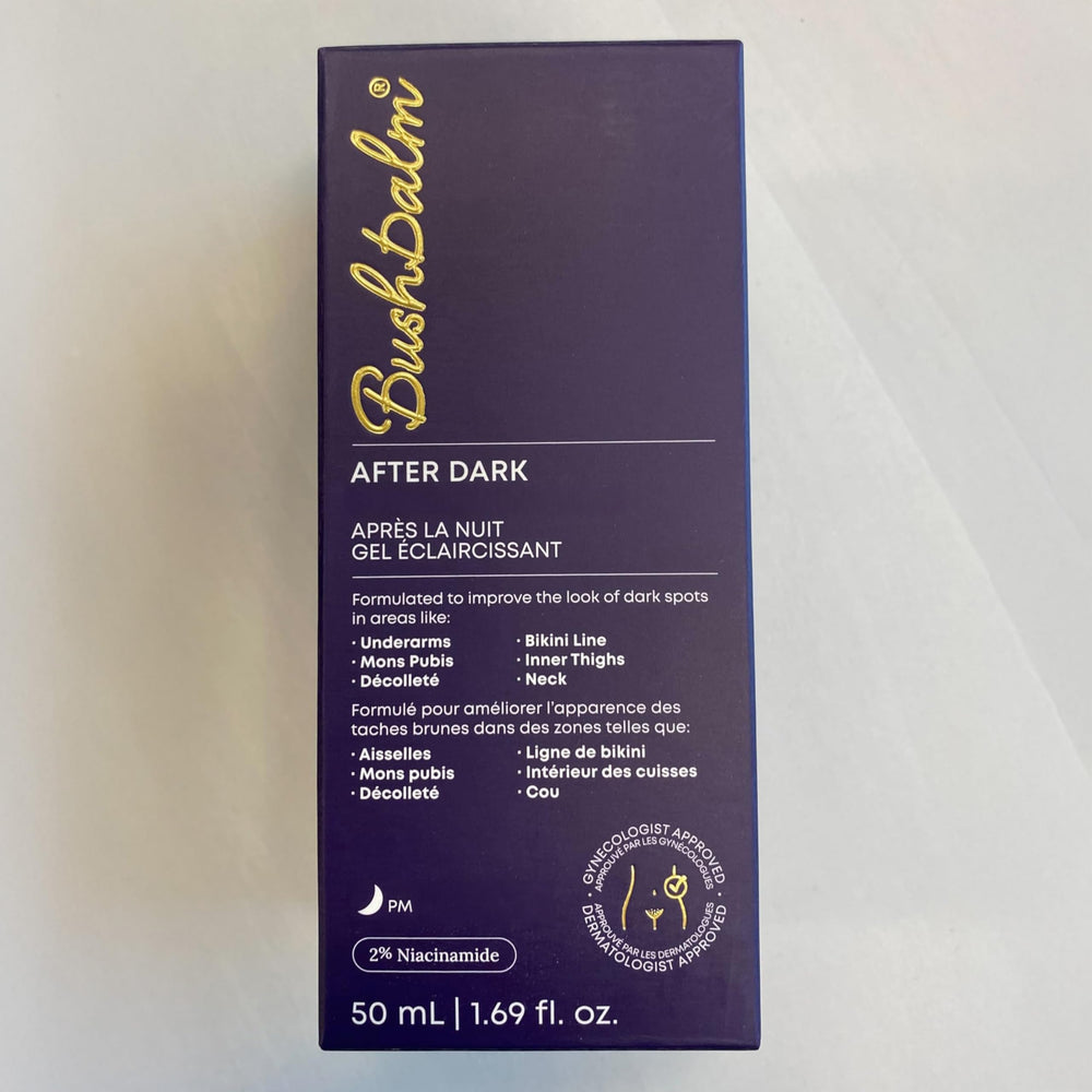 Bushbalm Brightening Gel tube in use for even-toned skin.