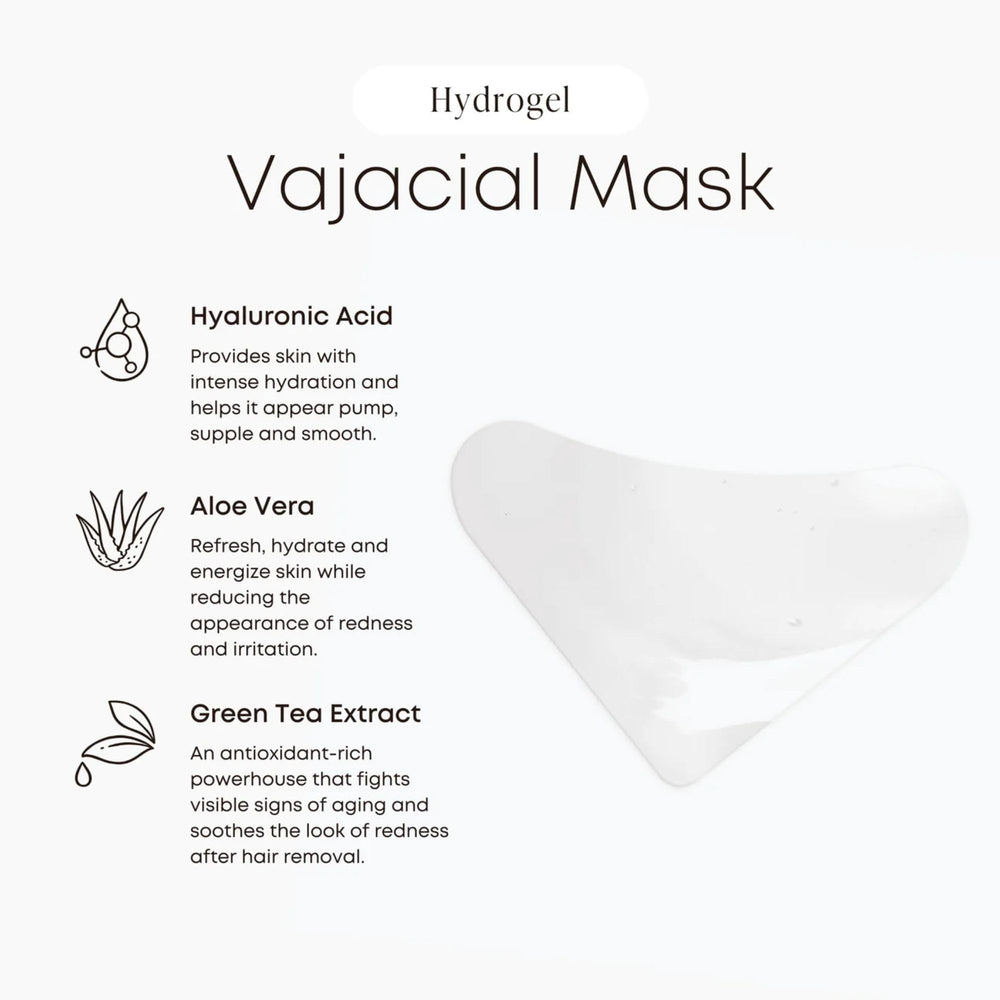 Bushbalm Hydrogel Vajacial Triangle Mask close-up reveals soothing, hydrating texture for bikini area.