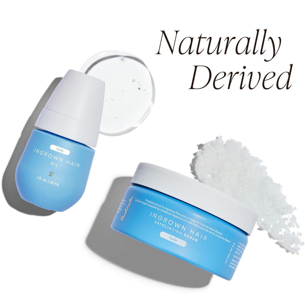 Key ingredients jojoba, grapeseed, tea tree in clean layout.