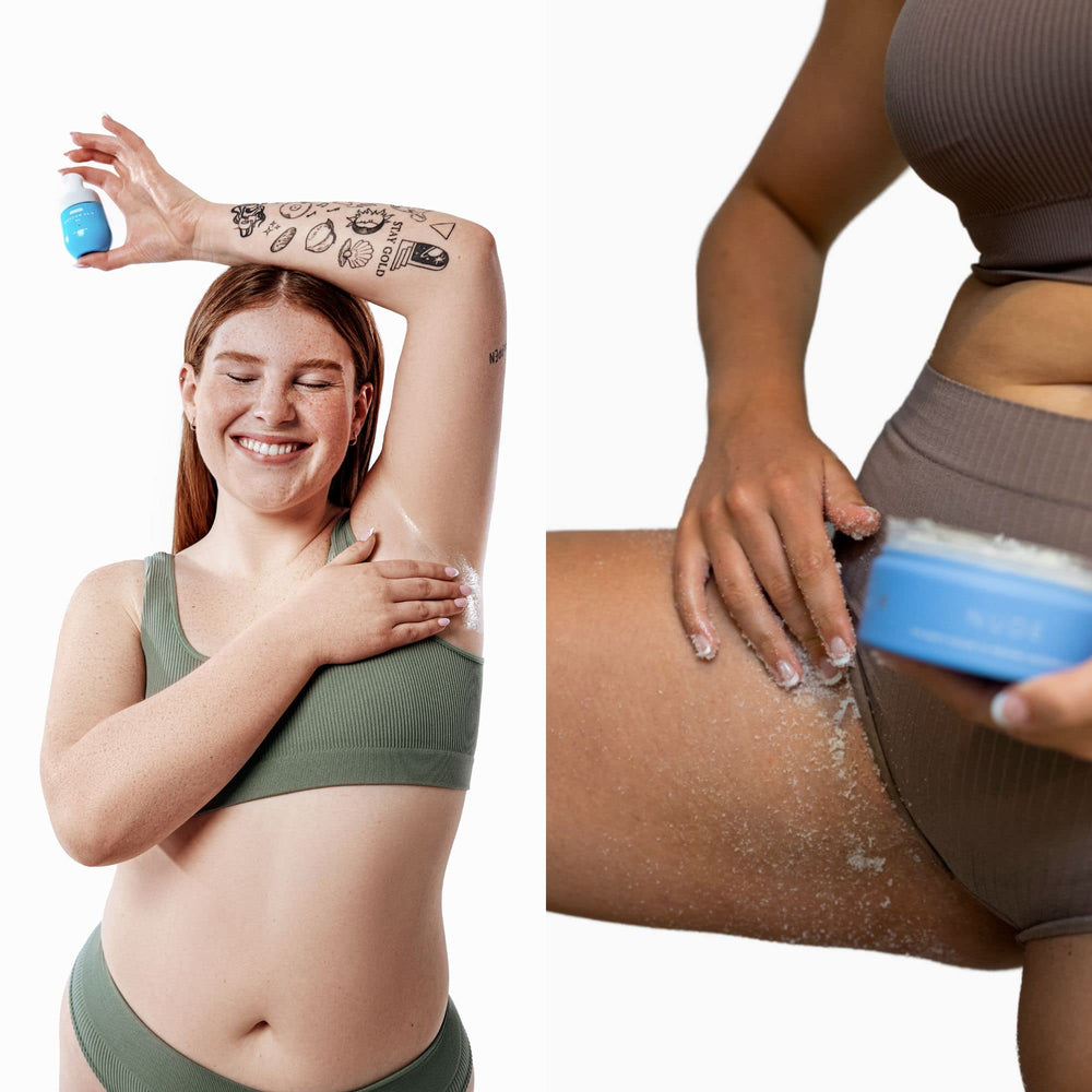 Bushbalm Nude exfoliating scrub tub showing texture and hydration.