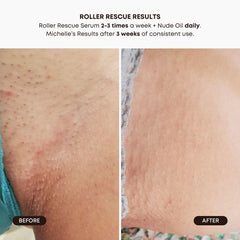 Bushbalm Nude Scrub hydrating oil blend prepping skin for removal.
