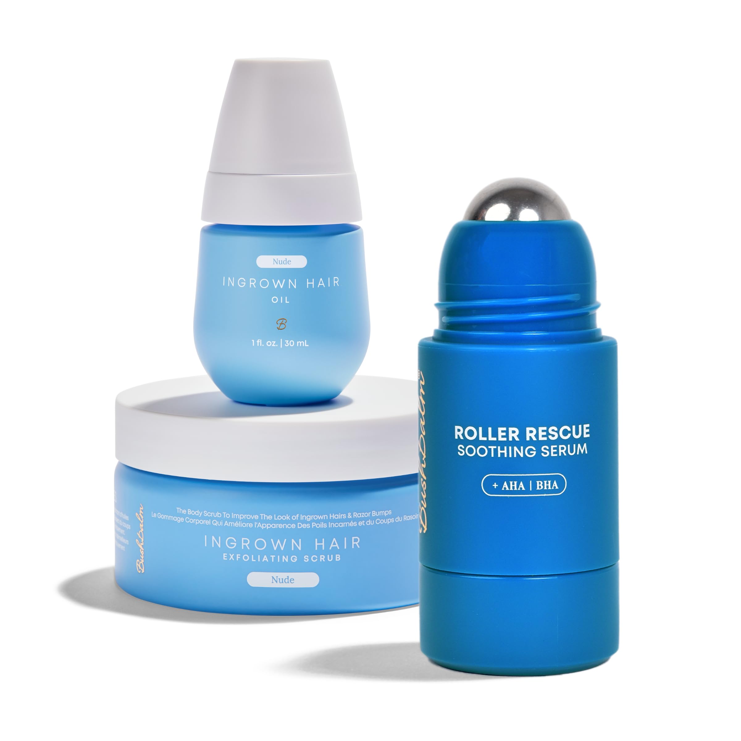 Bushbalm Roller Rescue rollerball cooling after hair removal.
