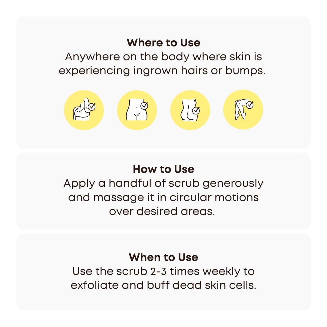 Post-scrub oil application with Bushbalm enhances shave-ready skin.