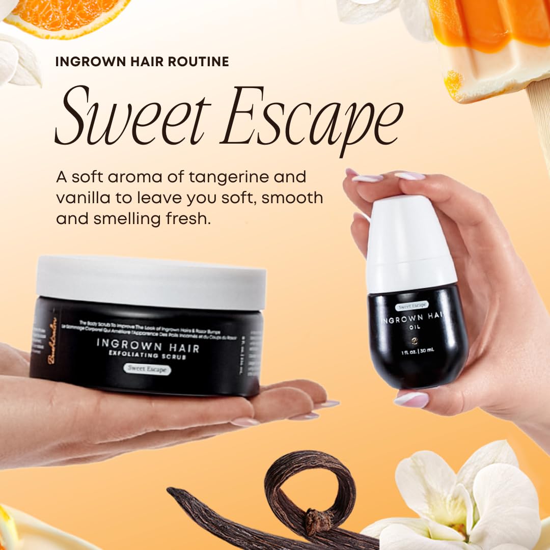 Bushbalm Sweet Escape oils blend (jojoba, tea tree, grapeseed) for hydration.