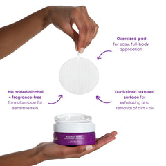 Bushbalm underarm area application pad in use for gentle exfoliation.