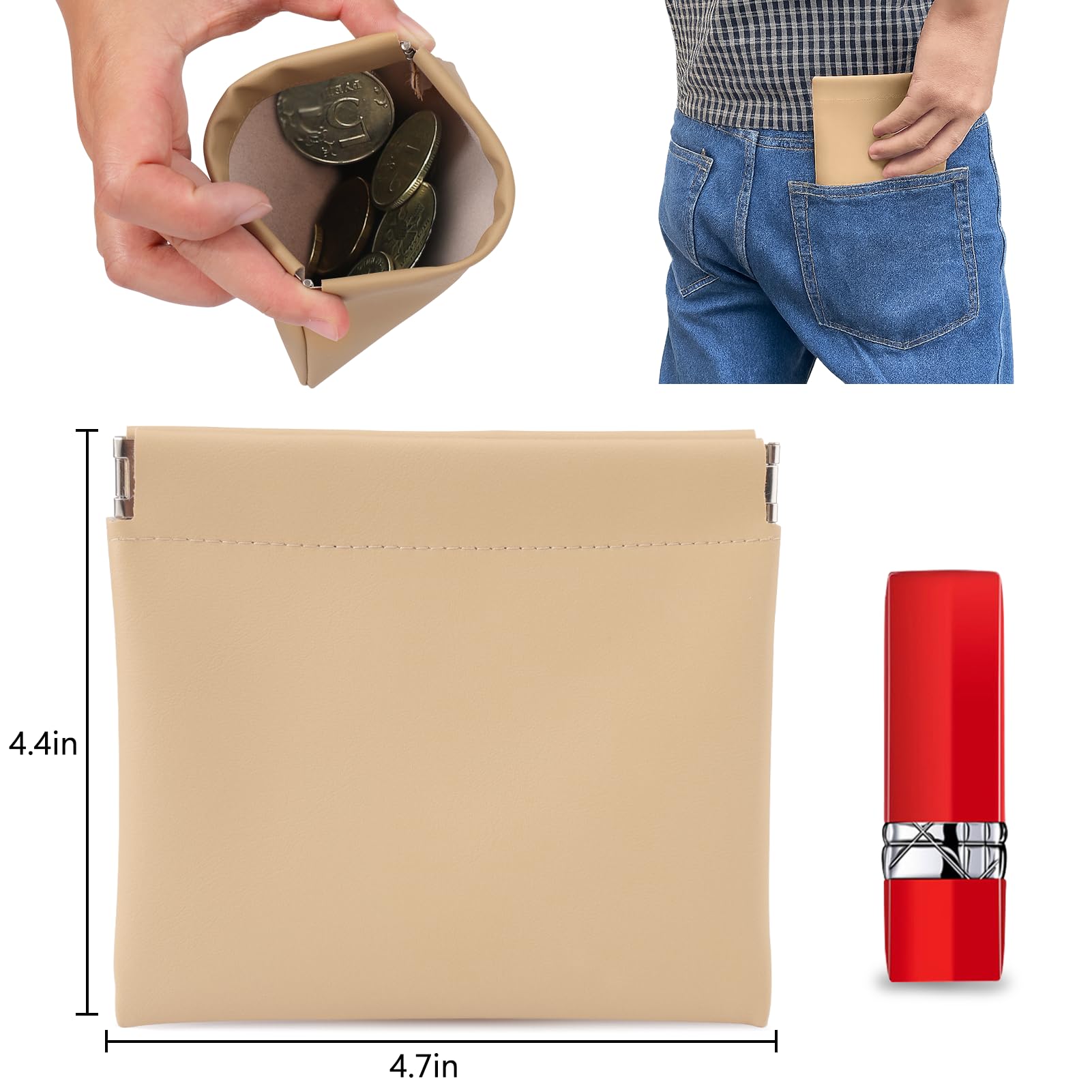BUSOHA snap-closure-pouch side profile illustrates slim waterproof leather travel companion.