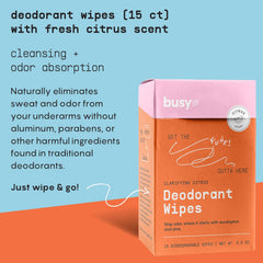 BUSYCO Refresh Line Wipes close-up texture highlights soft, cleansing cloths for quick refresh.