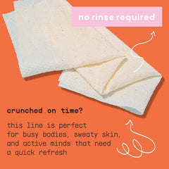 BUSYCO Refresh Line Wipes individually wrapped for travel or gym convenience.