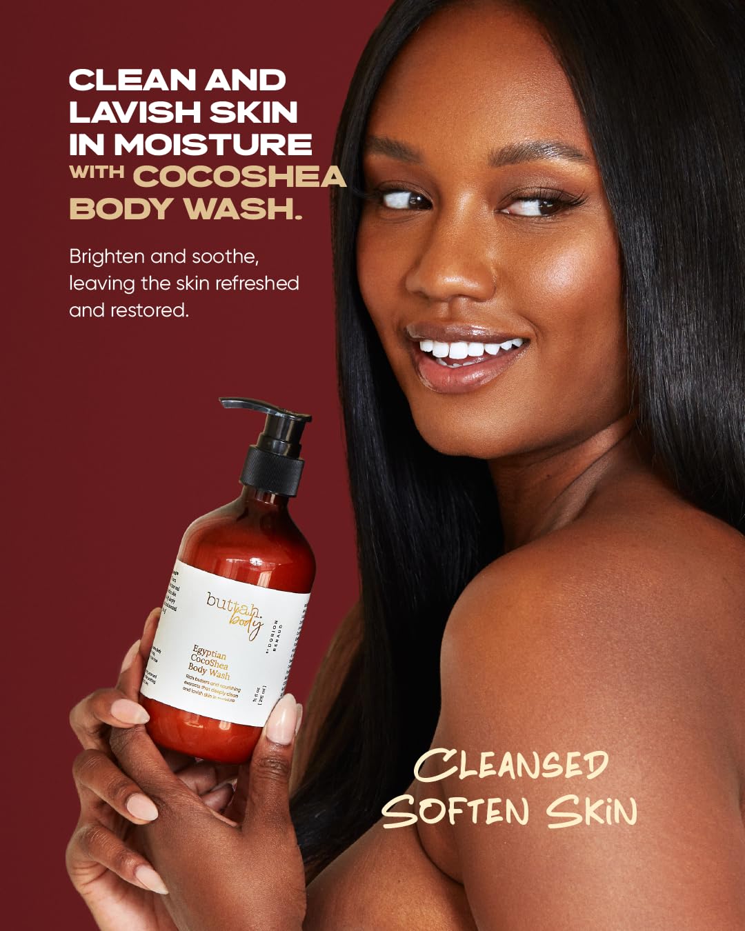 Buttah CocoShea body wash lather close-up showing rich foam for clean skin.