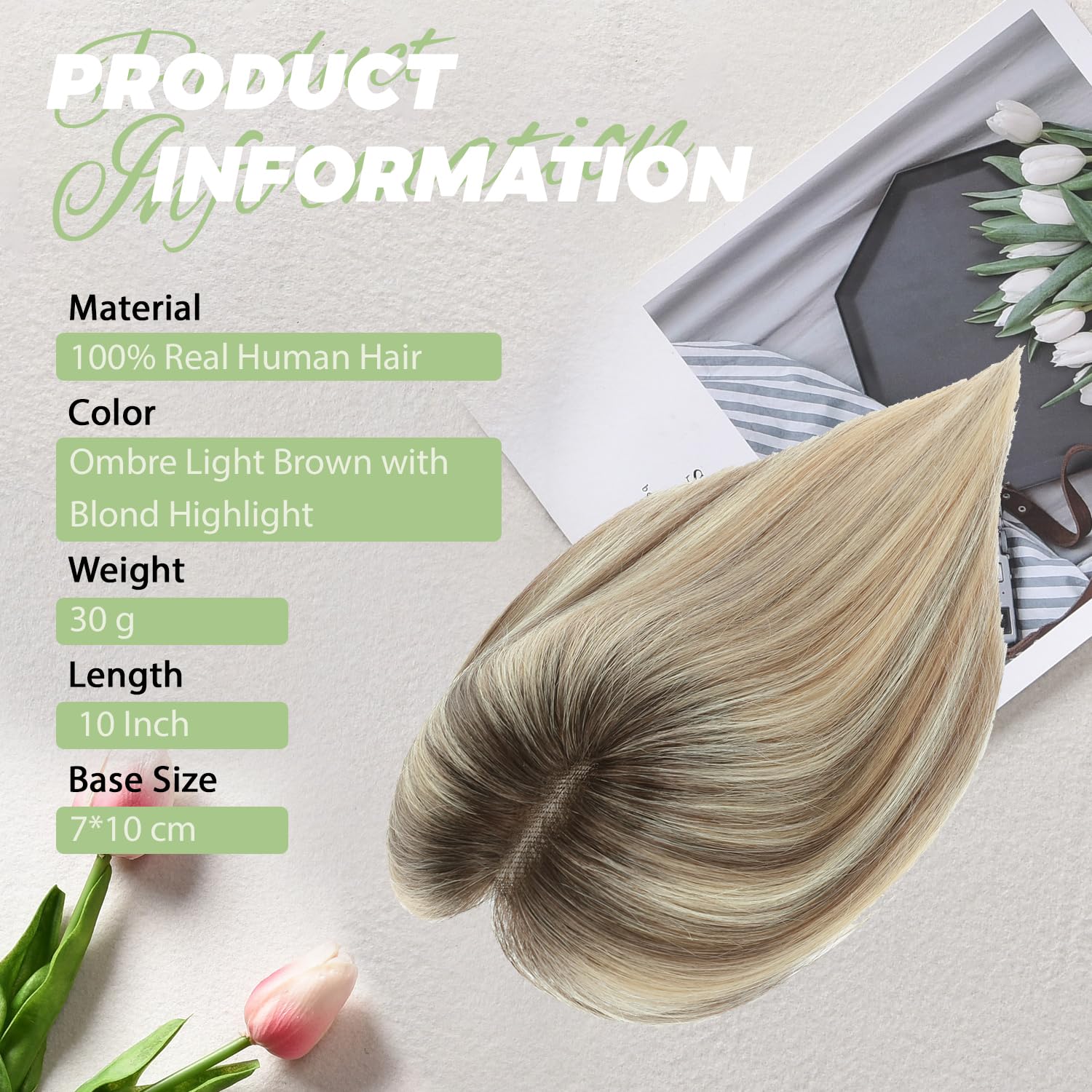 BUTYWAY real human hair topper 10-inch provides natural movement for versatile styling.