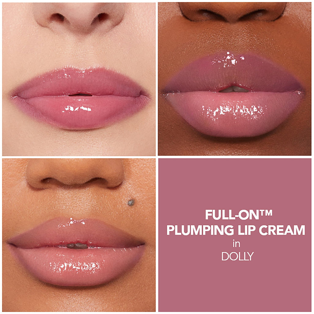BUXOM Dolly lip cream being applied for fuller lips and smooth finish.