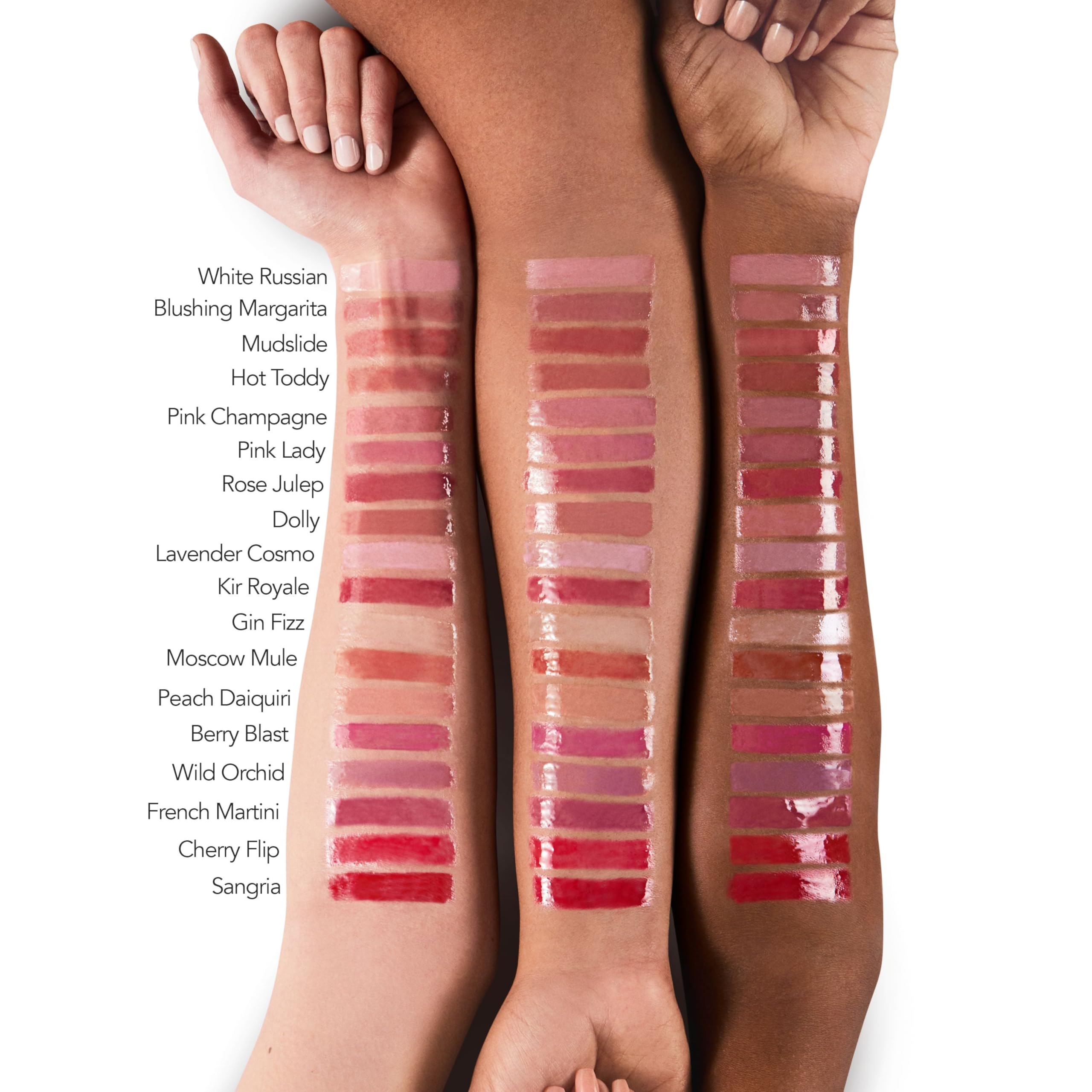 Buxom Full-On Lip Cream Pink Lady on lips with high-shine gloss