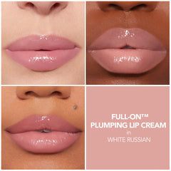 BUXOM Full-On Lip Cream White Russian mini applicator with gloss application ready