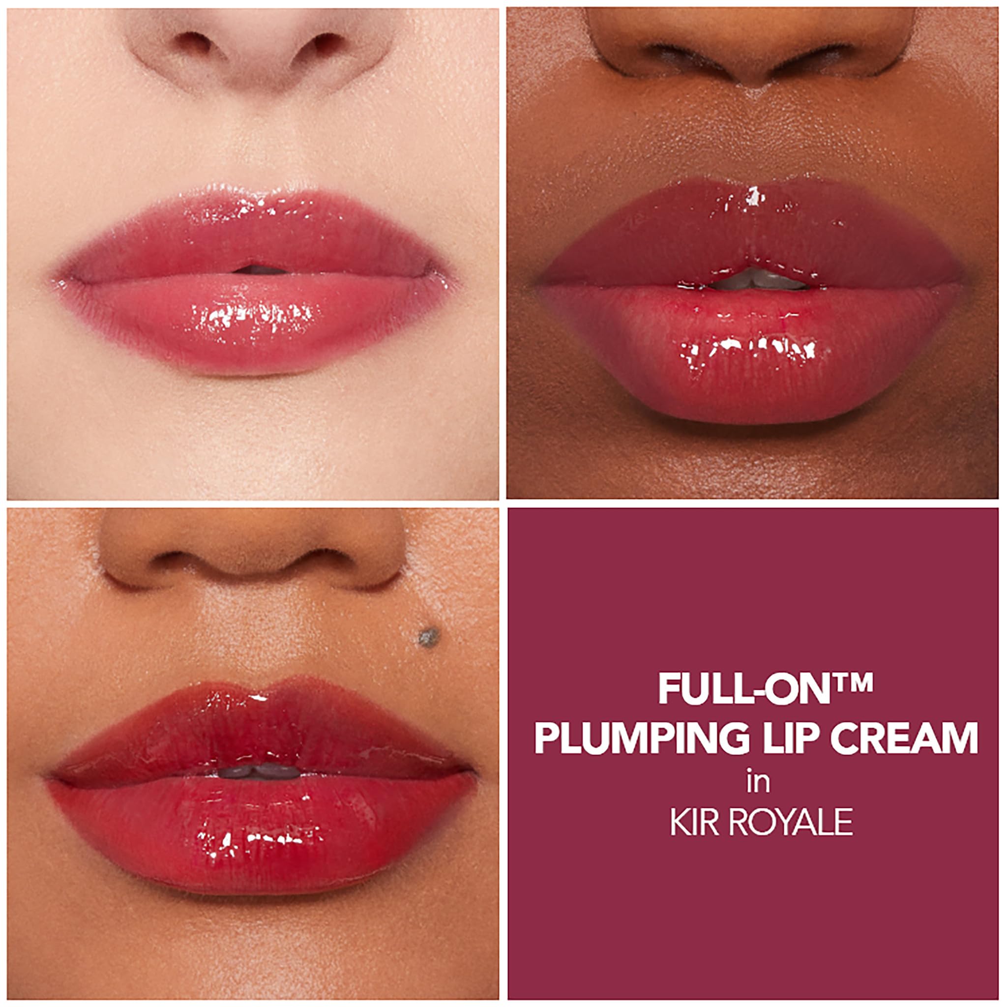 BUXOM Full-On Kir Royale tingling application highlights refreshing lip sensation.