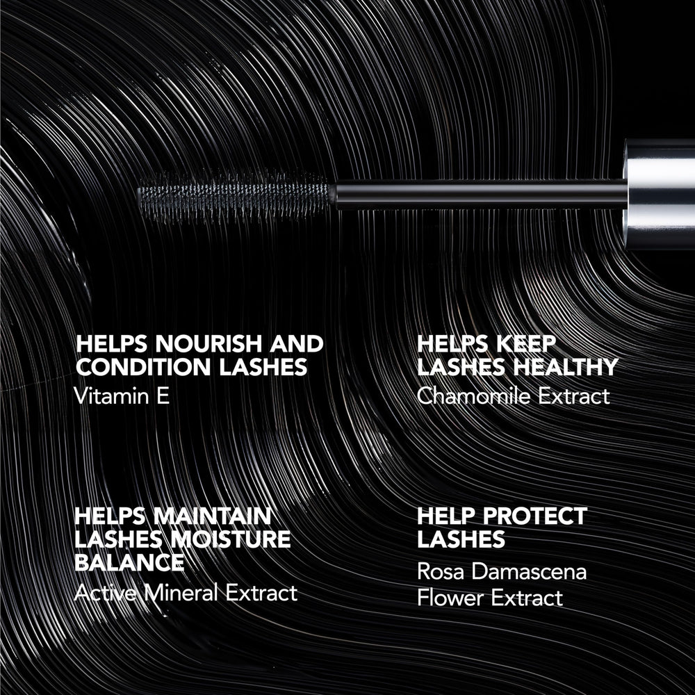 BUXOM Lash Volumizing Mascara rich black pigments with vitamins and antioxidants.