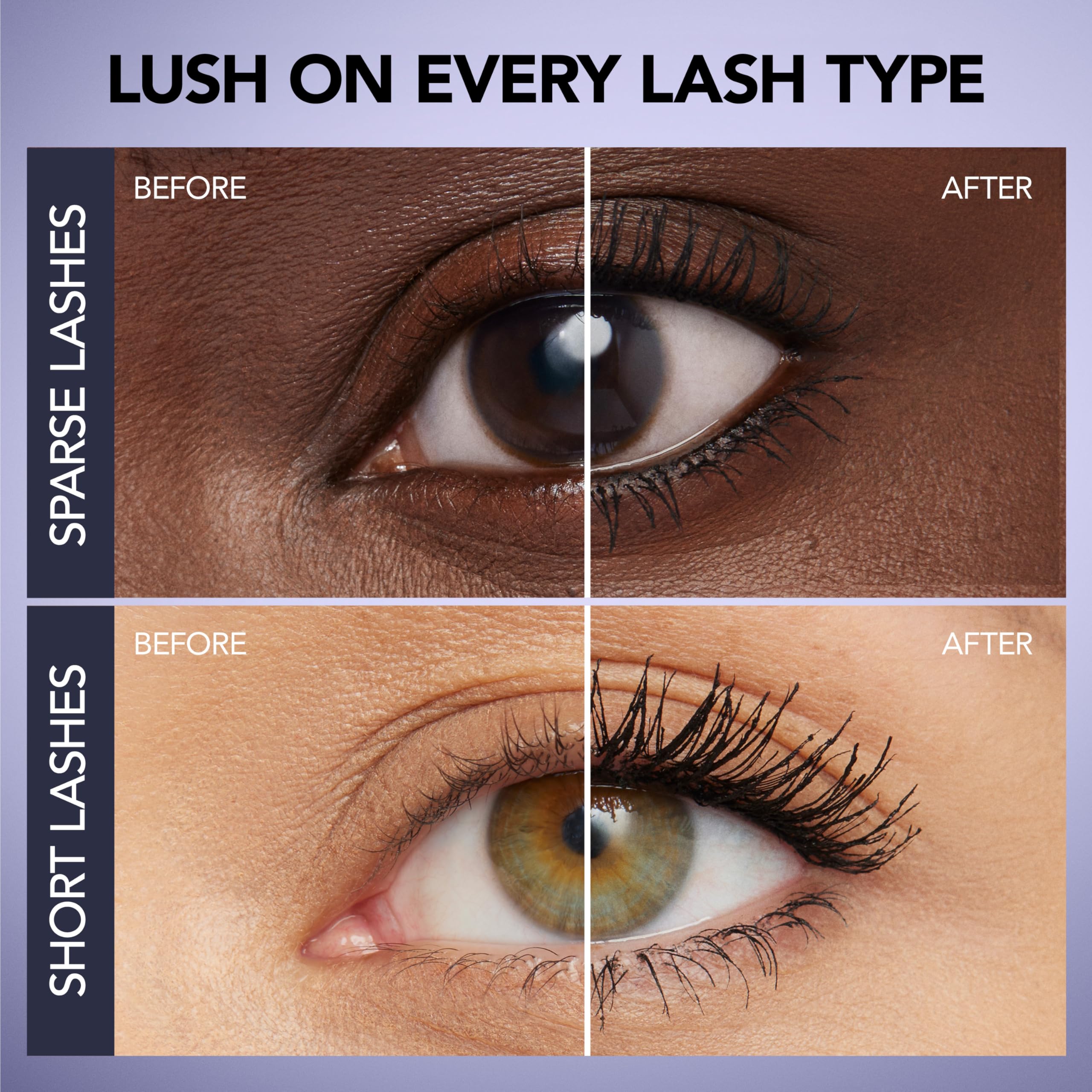 BUXOM Lash Volumizing Mascara blackest black wand shows intense pigment and definition.