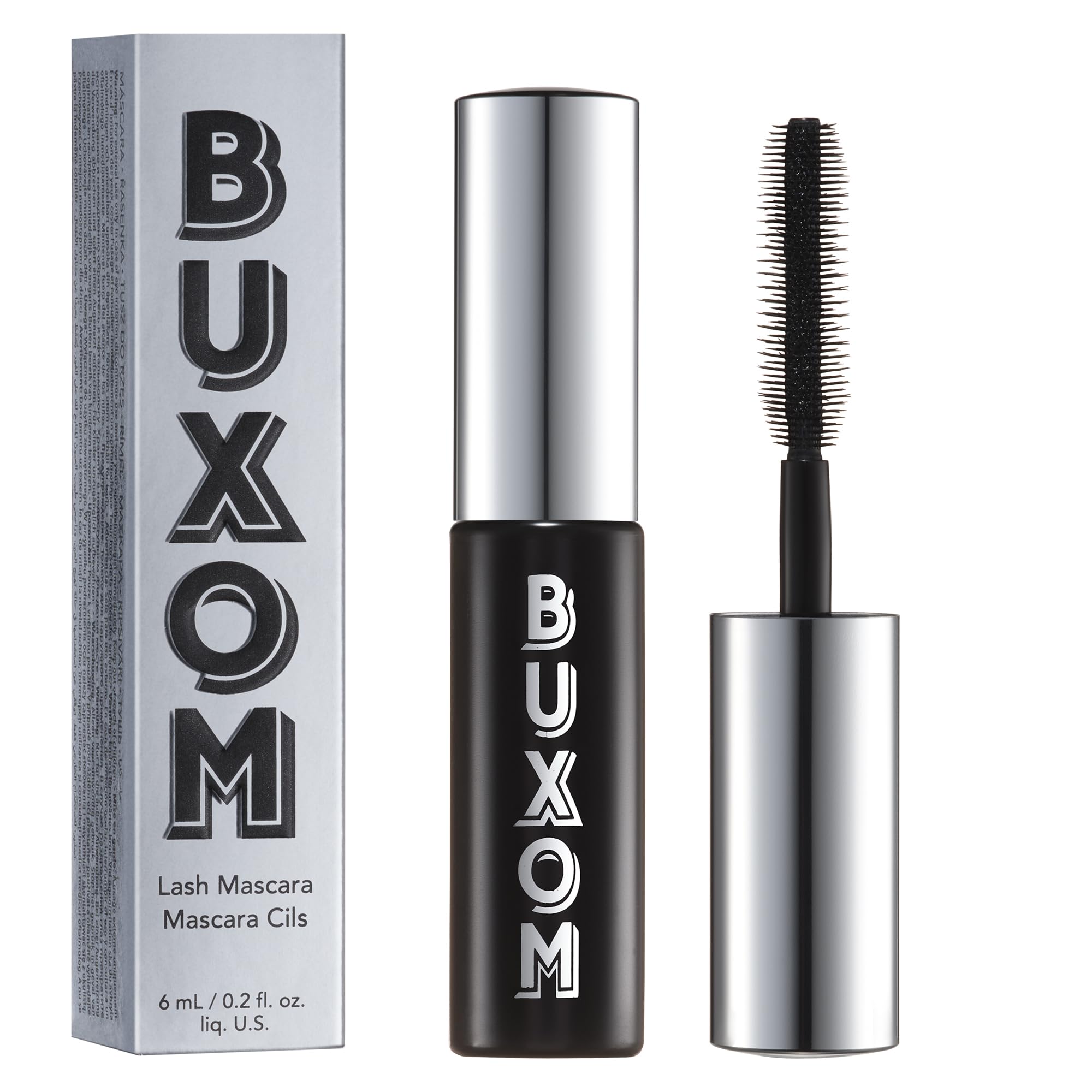 BUXOM Lash Volumizing Mascara travel-size packaging for on-the-go use.