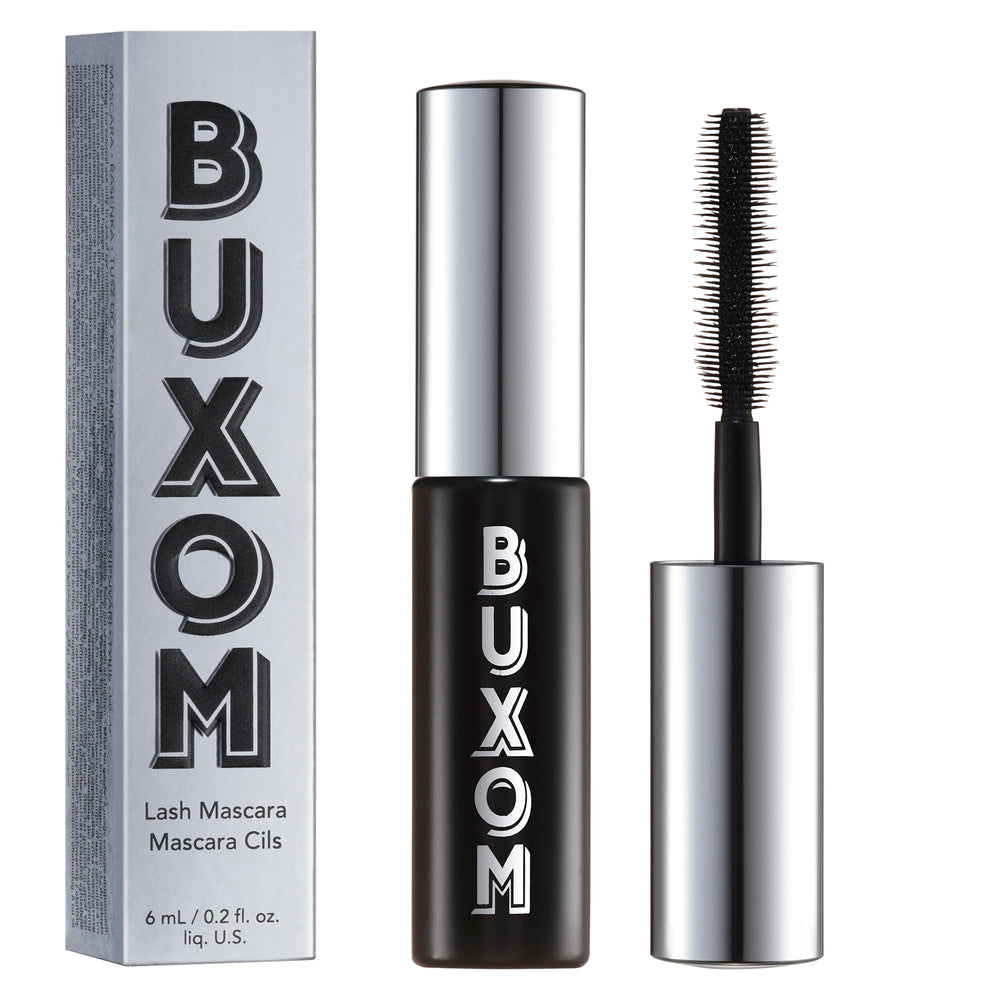 BUXOM Lash Volumizing Mascara travel-size packaging for on-the-go use.