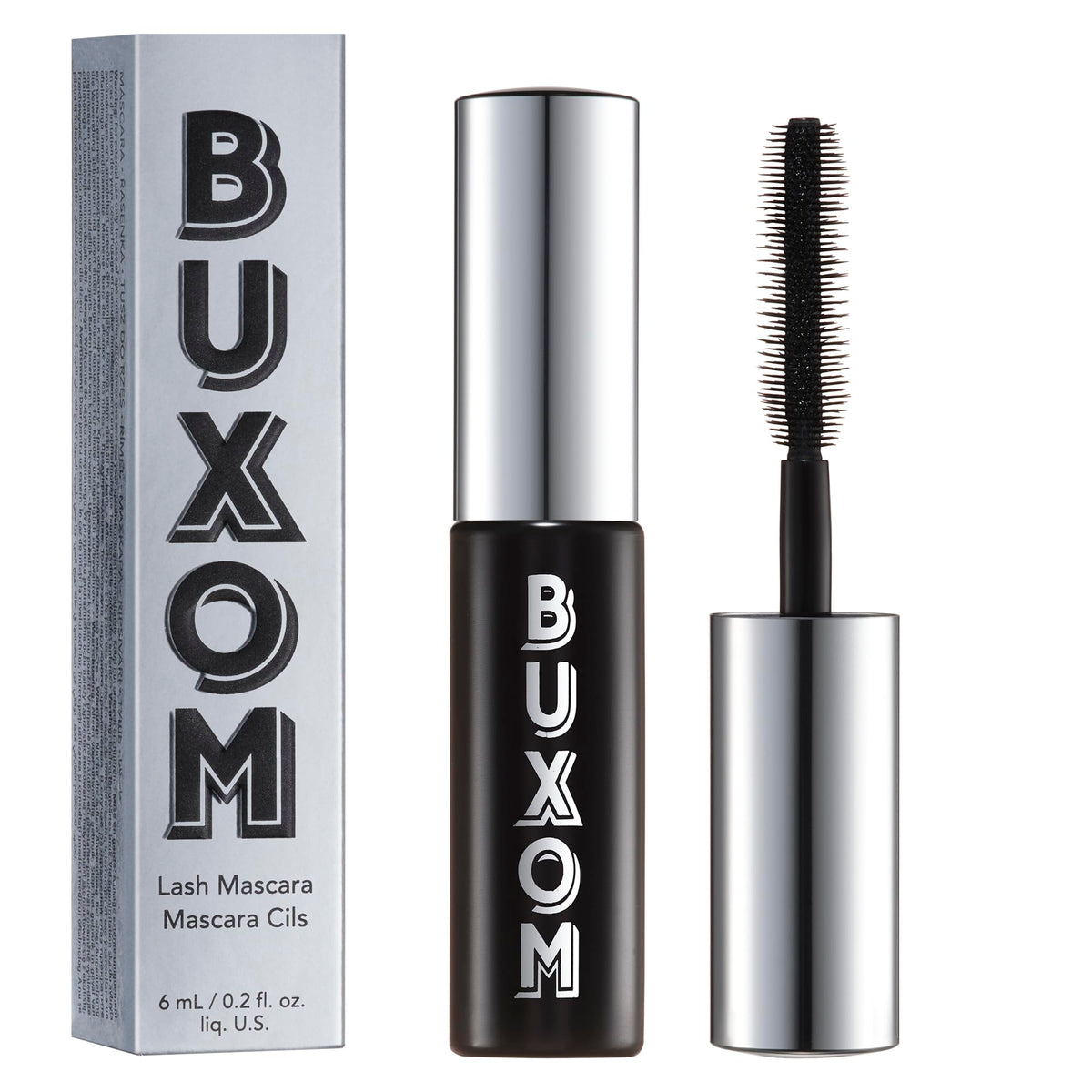 BUXOM Lash Volumizing Mascara travel-size packaging for on-the-go use.