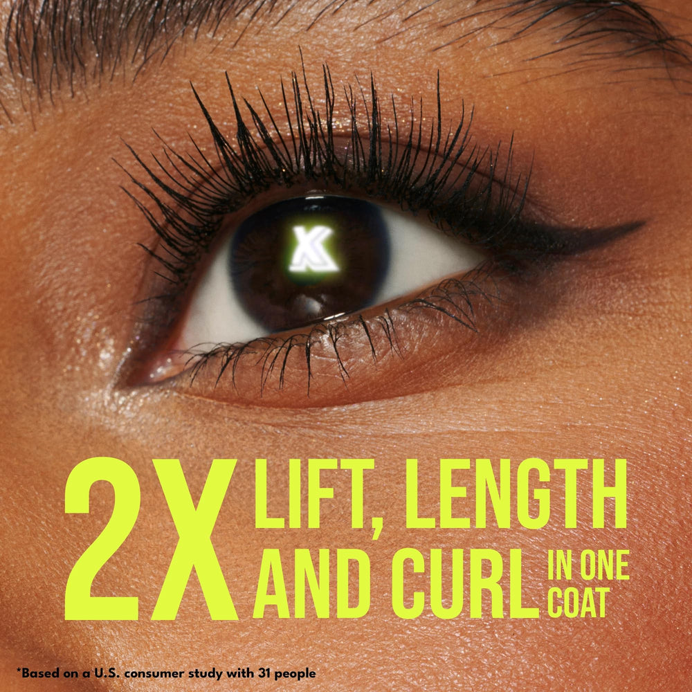 Buxom Lash Xtension Lift Mascara one-coat look with defined length.