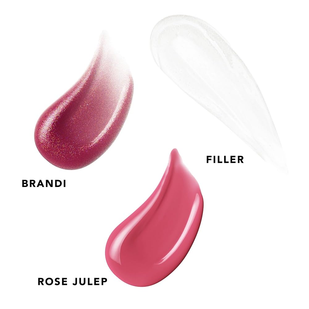 Buxom Plump Shot Peptides Lip Serum application swatch shows immediate cooling sensation.
