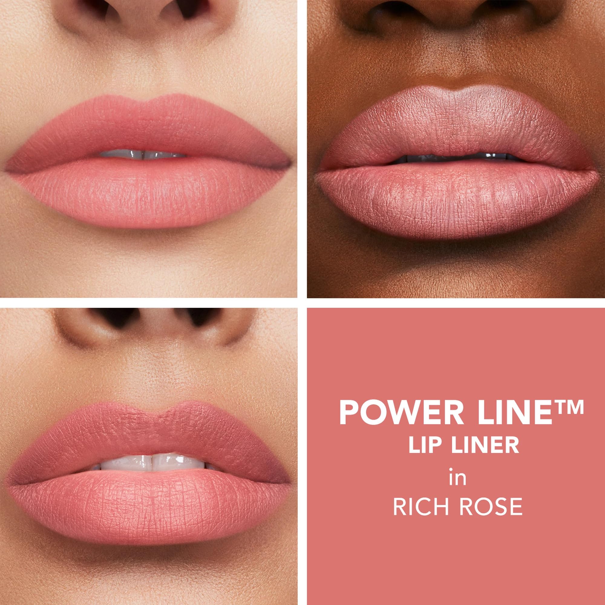 BUXOM Power Line Plumping Lip Liner Rich Rose closeup shows matte pigment and defined edge.