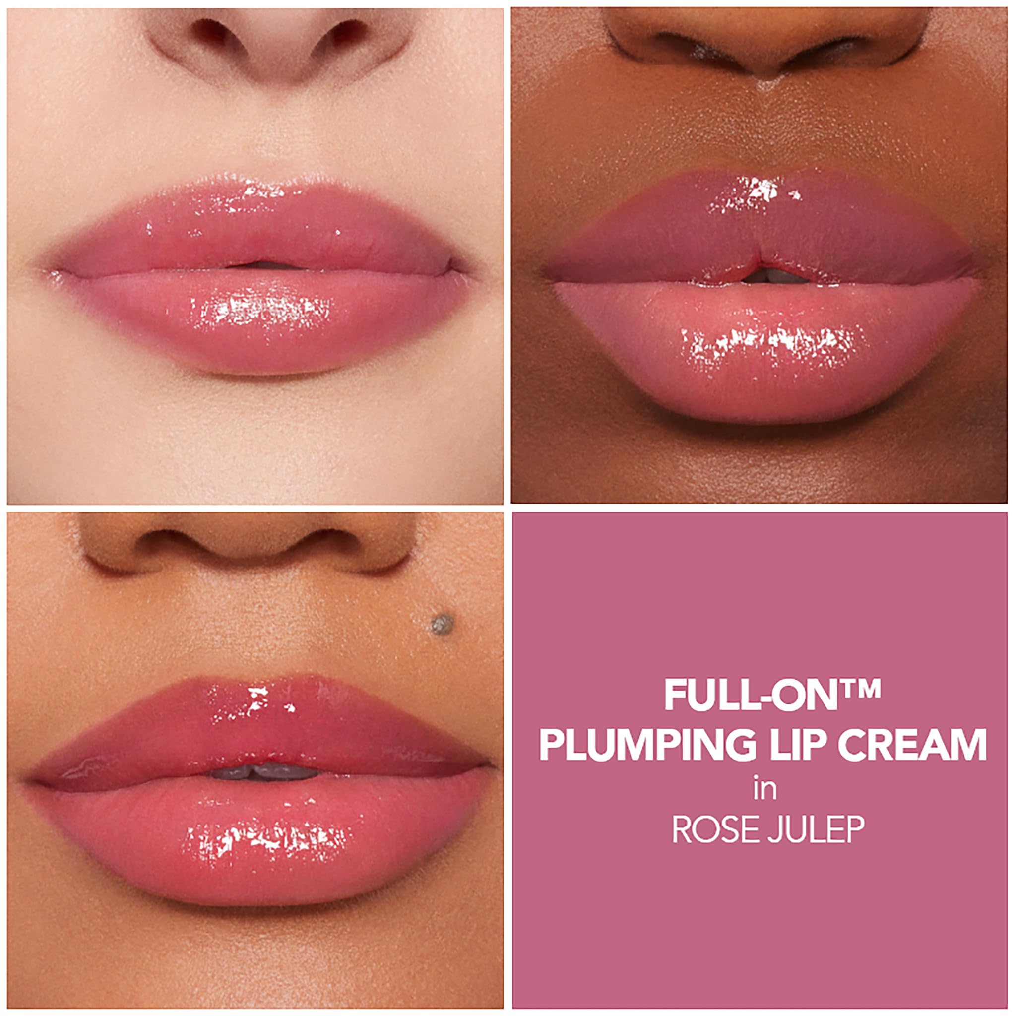 Buxom Rose Julep tingling sensation for refreshing lip plump.