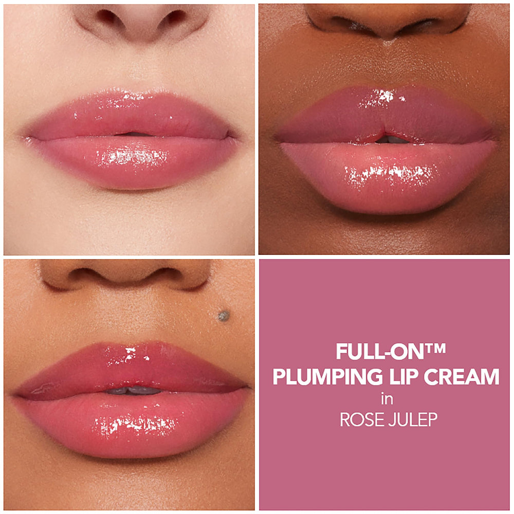 Buxom Rose Julep tingling sensation for refreshing lip plump.