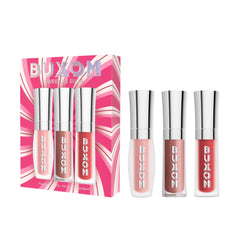 Packaging featuring Buxom Sweet As Suga Trio for hydrated, plump-looking lips.