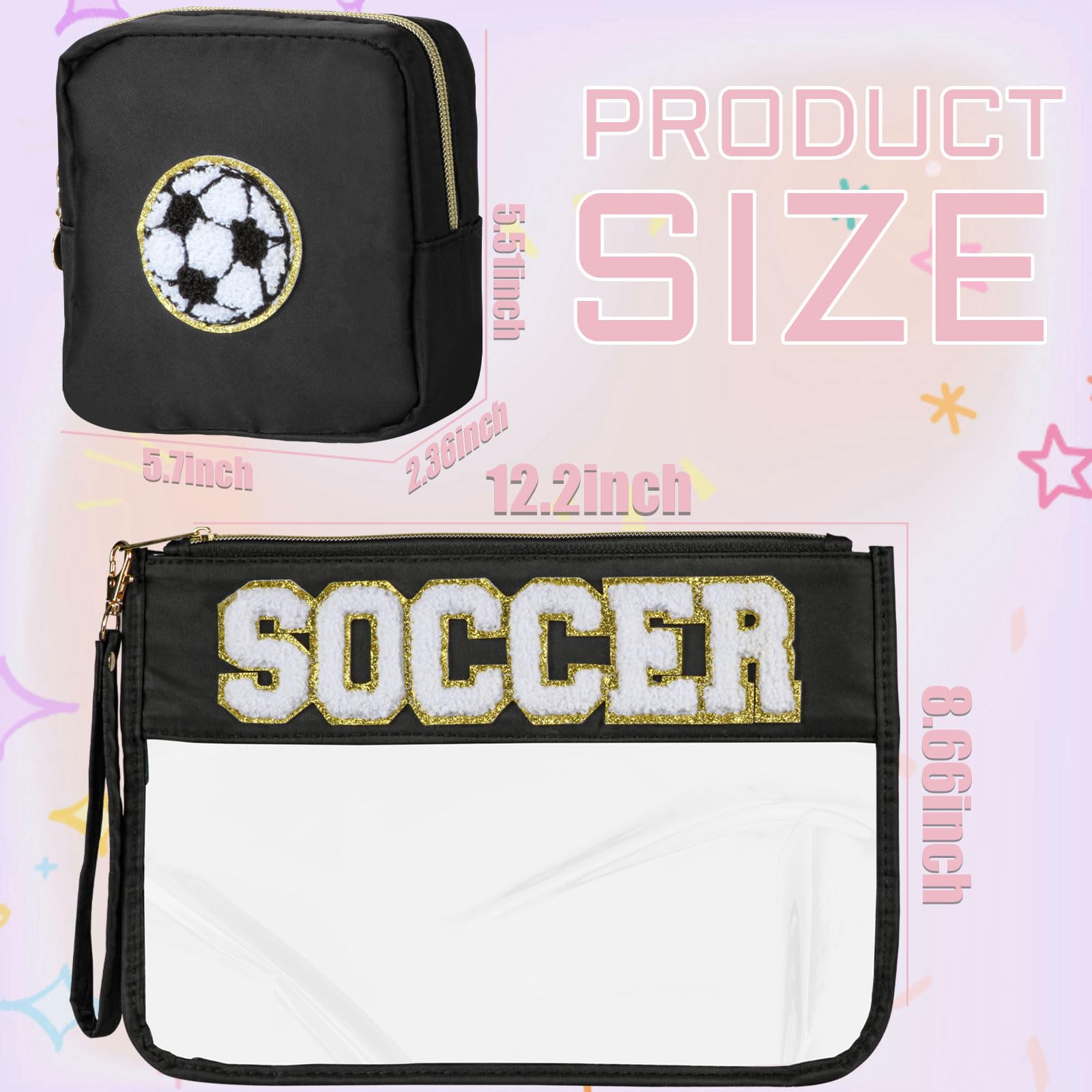 BuyCard black zippered makeup bag secures cosmetics for gym and daily use.