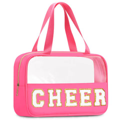 BuyCard Cheer Chenille Bag front view in rose red for stylish on-the-go cheer essentials