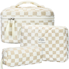 BuyCard quilted makeup bag pattern closeup highlights chic checkered texture for everyday style