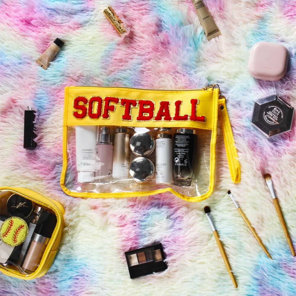 BuyCard softball gift makeup bag small perfect for coins, cards, and on-the-go.