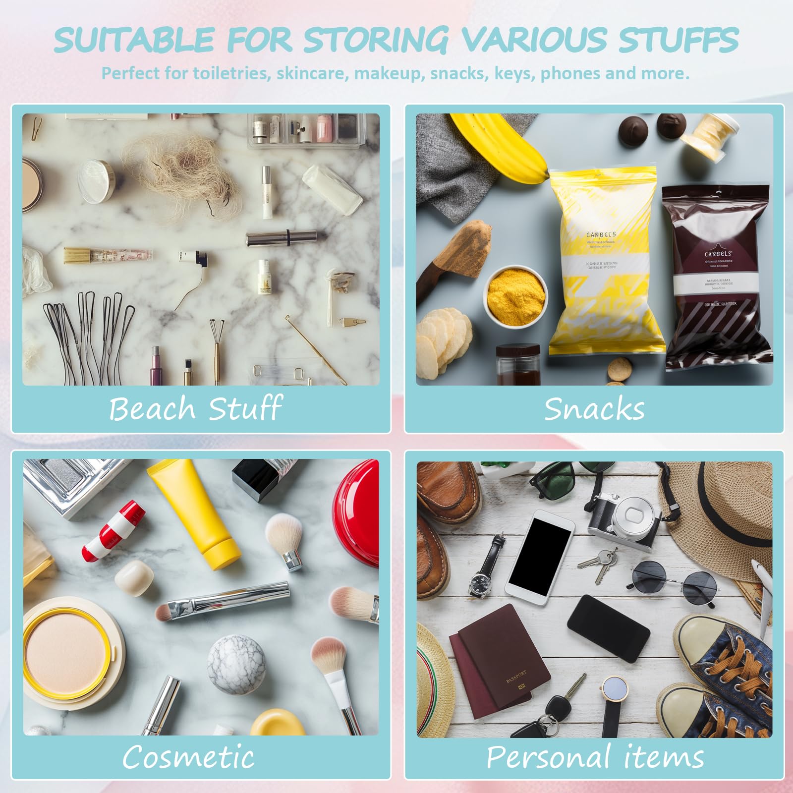 BuyCard travel pouch organization for cosmetics and toiletries.