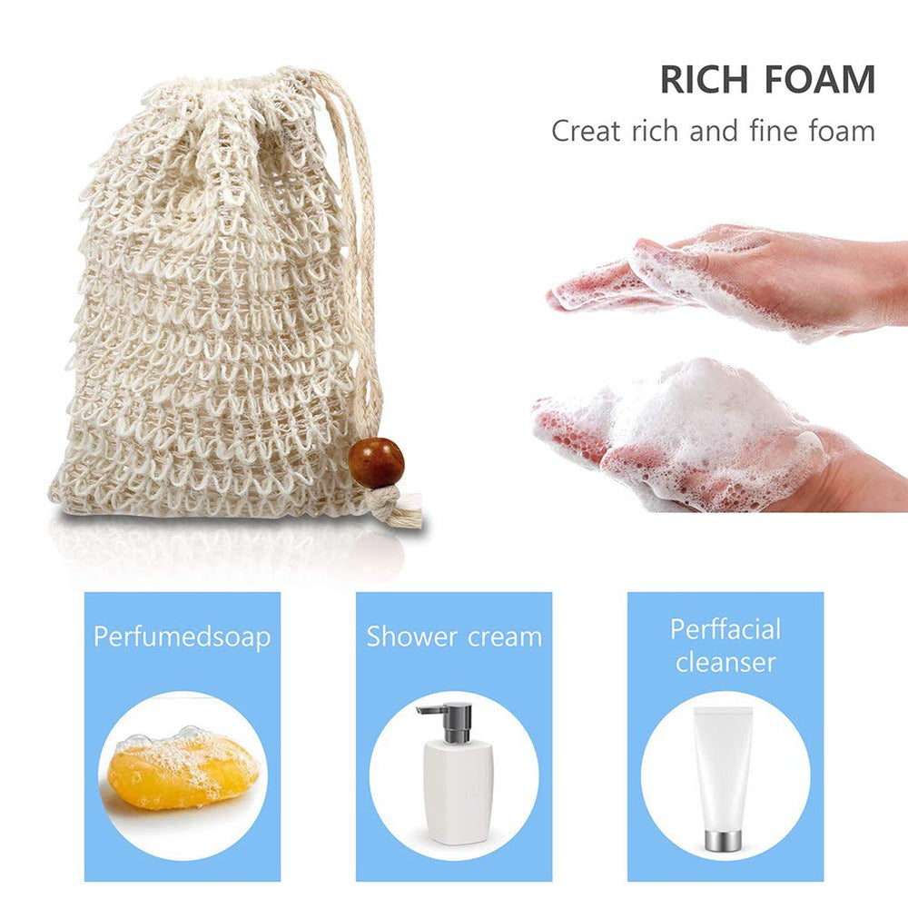 BUYGOO soap bag in use, producing rich foam and gentle cleansing.