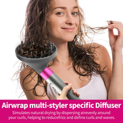 BVACUMHEAD Dyson Airwrap diffuser closeup in grey shows sturdy build and fit.