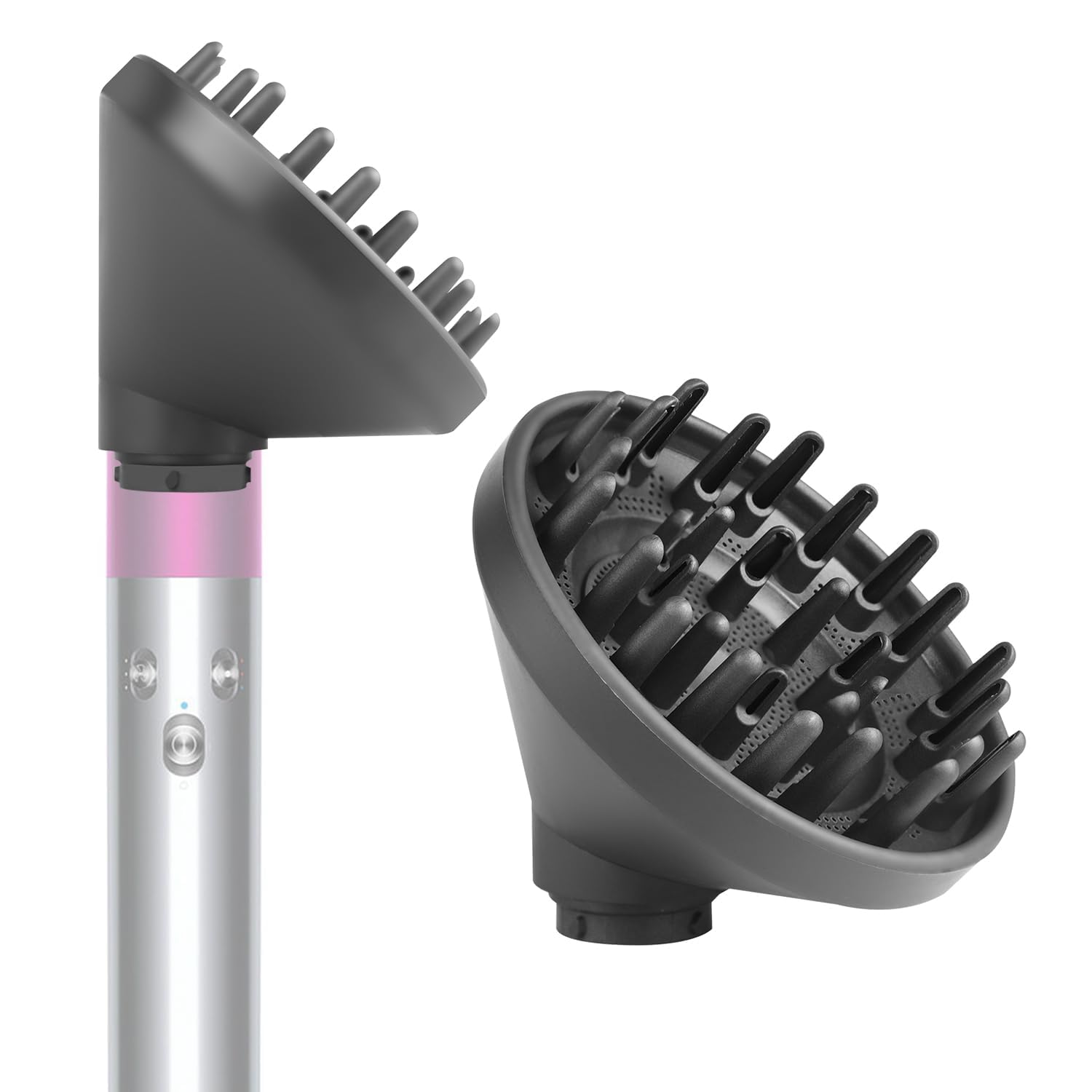 BVACUMHEAD upgraded diffuser attachment on Dyson Airwrap for even diffusion.