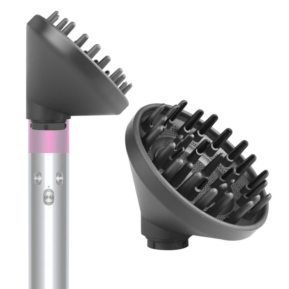 BVACUMHEAD upgraded diffuser attachment on Dyson Airwrap for even diffusion.