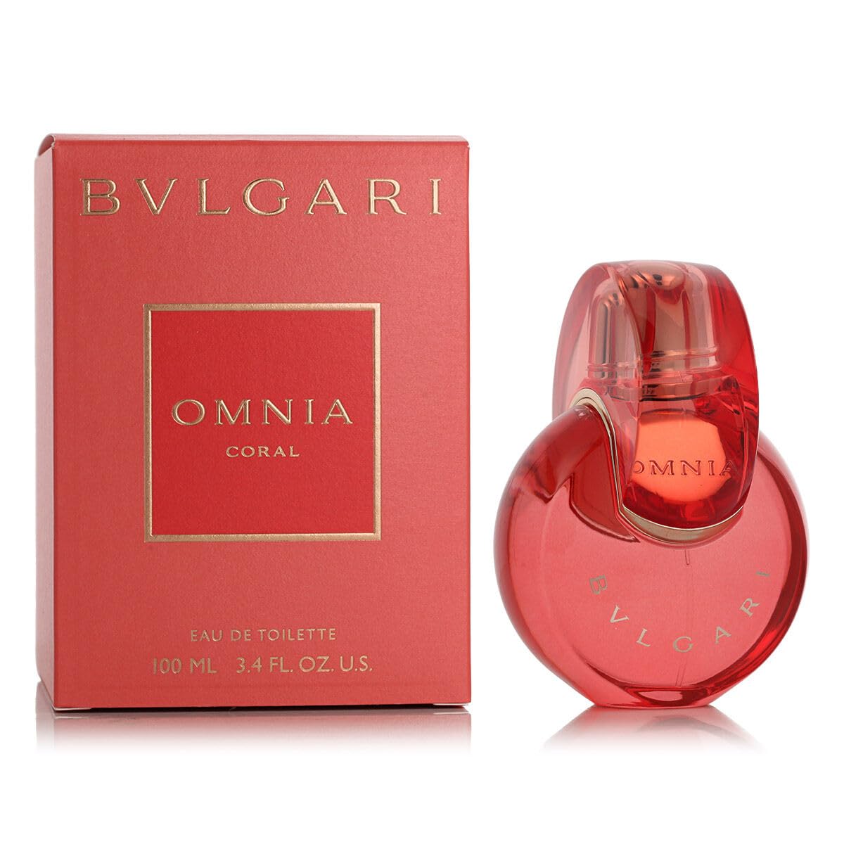BVLGARI Omnia Coral bottle front view, a summer-friendly fragrance for casual daywear.