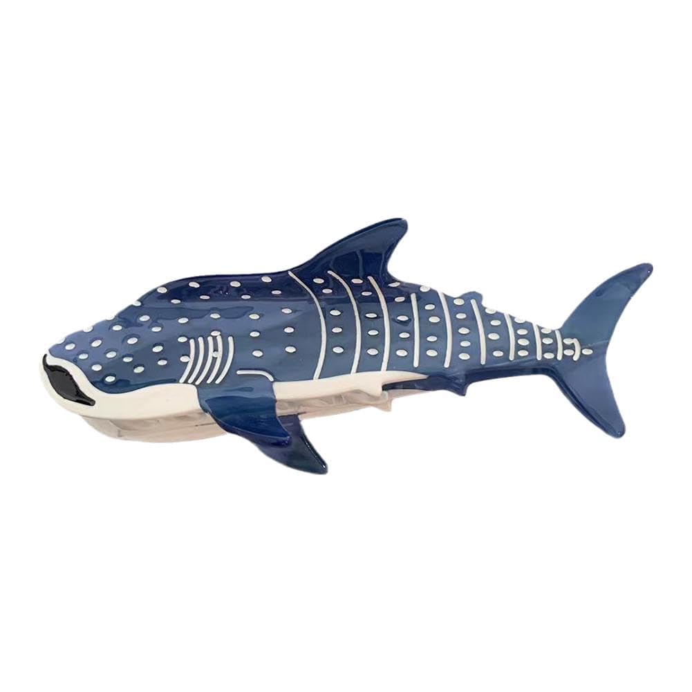 BWESOO blue shark claw clip main view securing hair with playful style